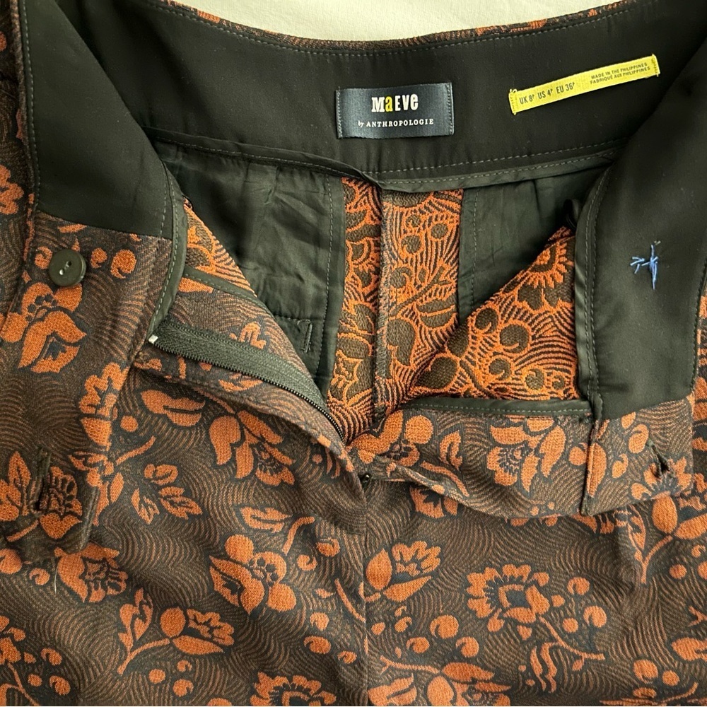 Anthropologie Maeve Jacquard High Rise Trousers Pants 4 - Picture 5 of 9
